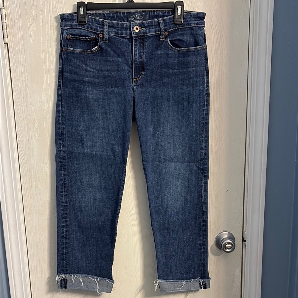 Lucky Brand Blue Cropped Jeans with Raw Hem